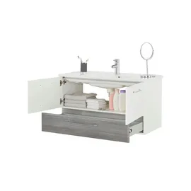 Sconto Waschtischunterschrank Onda 96 x 51 cm Grau/Weiß/Mehrfarbig