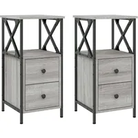 VidaXL Nachttische 2 Stk. Grau Sonoma 34x35,5x70 cm Holzwerkstoff