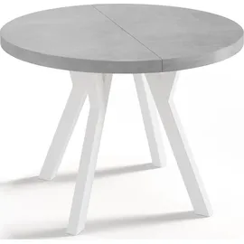 WFL GROUP Designer Runder Ausziehtisch Ø 100 cm grau