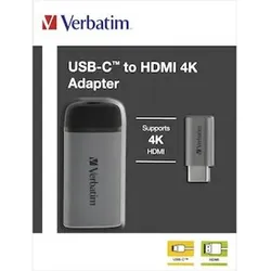 Adapter, 24x55mm, silber, 49143, USB 3.1-C/HDMI 4K, 10m Kabel