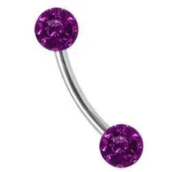 Augenbrauenpiercing ADELIA ́S "Piercing  Augenbrauenpiercing", lila, Piercings, Damen, Titan, Titan Banane mit 2 mini Ferido Epoxy Kugeln