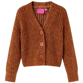 vidaXL Kinder Strickjacke Cardigan Pullover Langarm V-Ausschnitt Mädchen Cognac 104 - 104