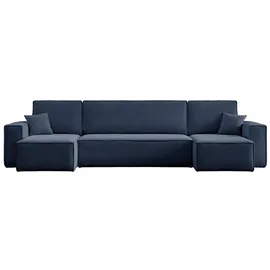 m-punkt24 Eckcouch Cord 3-Sitzer Blau