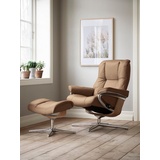 Stressless Relaxsessel STRESSLESS Mayfair Sessel Gr. Leder BATICK, Cross Base Eiche, Rela x funktion-Drehfunktion-PlusTMSystem-Gleitsystem-BalanceAdaptTM, B/H/T: 83 cm x 102 cm x 74 cm, braun (latte batick) Lesesessel und Relaxsessel