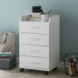 Kadima Design Rollcontainer `Isonzo`: 4 Schubladen, Ablagefläche, Rollen, Melaminharz-Beschichtung, flexibel und mobil. Weiß, 40x33x71 cm