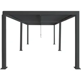 Mendler Pergola HWC-L46, Gartenpavillon Lamellen-Pavillon, 11cm-Aluminium-Gestell, Regenrinne sturmfest, 3x6m ~ anthrazit