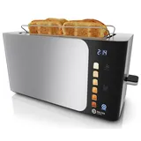 Balter Toaster 4 Scheiben, Touch Bedienung, Langschlitz, Edelstahl, Brötchenaufsatz, LCD Display Langschlitztoaster, Auftaufunktion, Brotzentrierung, TS-44
