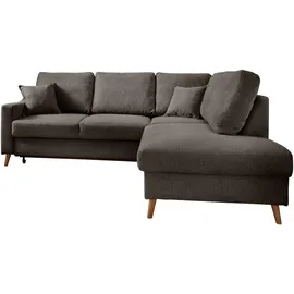 P & B Ecksofa, Braun, Textil Buche, massiv, Struktur, 4-Sitzer, Füllung: Schaumstoff, Ottomane rechts, L-Form, 230x200 cm, Made in EU, Liegefunktion, Schlafen auf Sitzhöhe Wohnzimmer, Sofas , Couches, Wohnlandschaften, Ecksofas