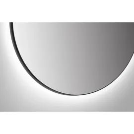 Talos LED Badspiegel Rund CESA Shine in matt Schwarz Ø60 cm - umlaufendes hinterleuchtetes Raumlicht in Neutralweiß - feuchtraumgeeignet durch