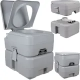 Campingtoilette mit Deckel Spültank 12 L Abwassertank 20 L Angenehme Sitzhöhe 120 Kg Tragkraft für Wohnmobile Boots Garten 24498 - Grau