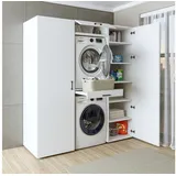 roomartstore.de Duo Waschmaschinenschrank 187 cm Weiß Holz, Spanplatte