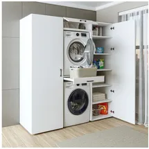 roomartstore.de Duo Waschmaschinenschrank 187 cm Weiß Holz, Spanplatte