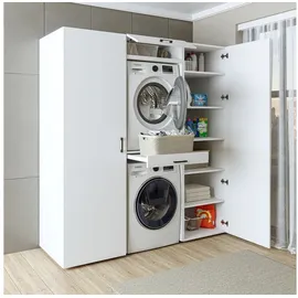 roomartstore.de Duo Waschmaschinenschrank 187 cm Weiß Holz, Spanplatte