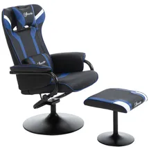 Vinsetto Relaxsessel mit Hocker, Fernsehsessel, Spiel-Stil, Gamingstuhl mit Liegefunktion, 130° neigbar, für Videoraum, Freizeitraum, Dunkelblau+Schwarz, 67 x 82,5 x 103 cm Wohnzimmer, Sessel, Relaxsessel