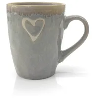 Mea-Living STONEWARE Becher Herz,mit Henkel, sand, handgemachtes Steingut, 400