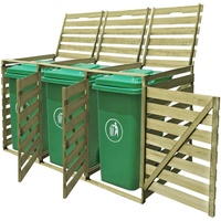 Hommdiy Mülltonnenbox für 4Tonnen /3Tonnen/2Tonnen/1Tonnen 240L,Mülltonnenverkleidung Müllcontainer (3 Bins, Holzfarbe)