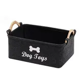 inheming Filz Aufbewahrungsbox für Hundespielzeug, Hundespielzeug Aufbewahrung, Schwarz Rechteck Aufbewahrungskorb für die Organisation von Haustierspielzeug, Decken, Leinen 38cm x 25cm x 18cm