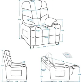 MCombo Kindersessel mit Liegefunktion und Getränkehaltern – Modell 7355