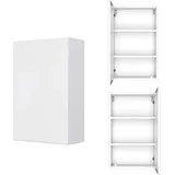 Lomadox - Badezimmer Hängeschrank 40 cm LAURIA-03 in matt weiß, BxHxT: ca. 40x64x20 cm