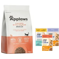 Applaws Adult Huhn mit Extra Lachs Katzentrockenfutter 7.5kg + Purina 3x85g GRATIS