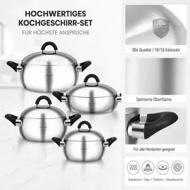 Hascevher Topf-Set 8-tlg. Kochtopf + Glasdeckel