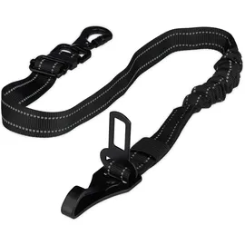 Relaxdays Hundegurt Auto, 60–80 cm, mit Ruckdämpfer, drehbarem Karabiner & Gurtzunge, Hunde Autogurt Rückbank, schwarz