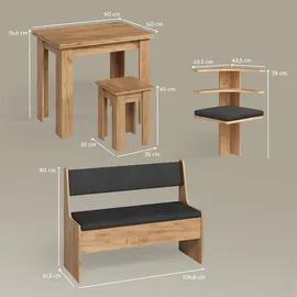 livinity Eckbankgruppe Tiberio Goldkraft Eiche 150 x 150 cm mit Tisch