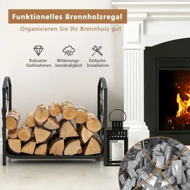 Costway Kaminholzregal Metall 41 cm bis 50 kg Schwarz