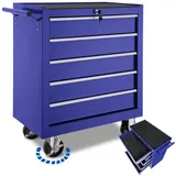 Tectake tectake® Werkzeugwagen 5 Schubladen mit Antirutschmatten, zentrale Sicherheitsverriegelung, Rollen Ø 100 mm