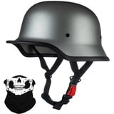 Deutsche Motorrad Halbhelme mit ECE, Jethelm Retro, Chopper Helm, Scooter-Helm, Fahrradhelm, mit Herausnehmbares Innenfutter und Schnellverschlussschnallen M~XXL 57~64CM