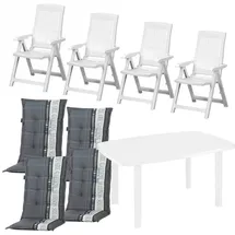 PROGARDEN Tampa/Faro Garten-Essgruppe 85 x 109 x 111 cm weiß 4 St.