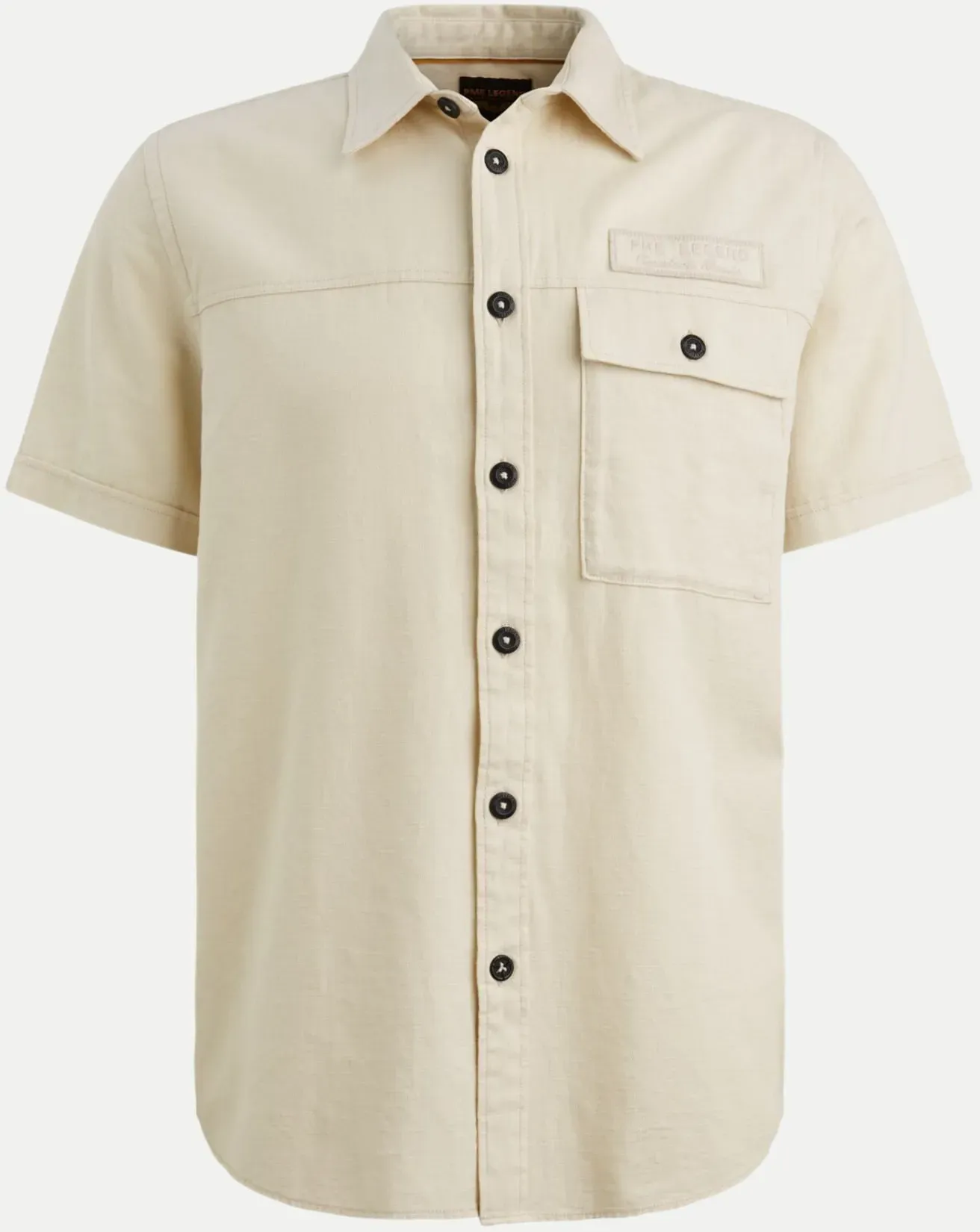 Short Sleeve Shirt Ctn Slub Beige L