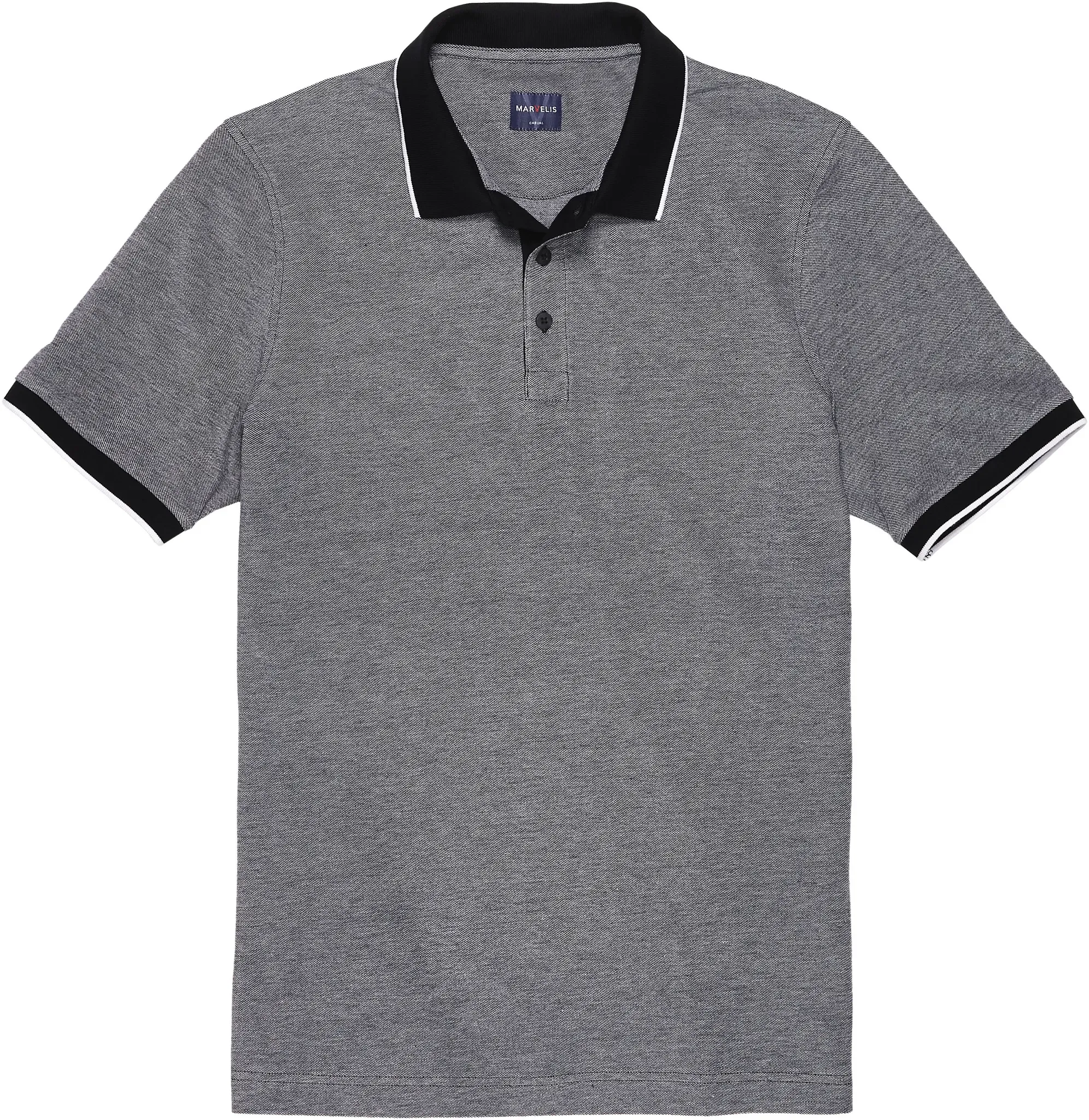 Poloshirt MARVELIS, Herren, Gr. L, schwarz, Obermaterial: 100% Baumwolle, regular fit normal, Bündchen, Shirts, meliert, leicht tailliert