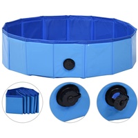vidaXL Hundepool Faltbar Blau 80x20cm PVC Schwimmbecken Hundebad Wasserbecken