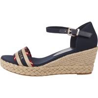 Tommy Hilfiger Keilsandalette »CORPORATE WEBBING LOW WEDGE«, Gr. 36, dunkelblau, , 36715557-36