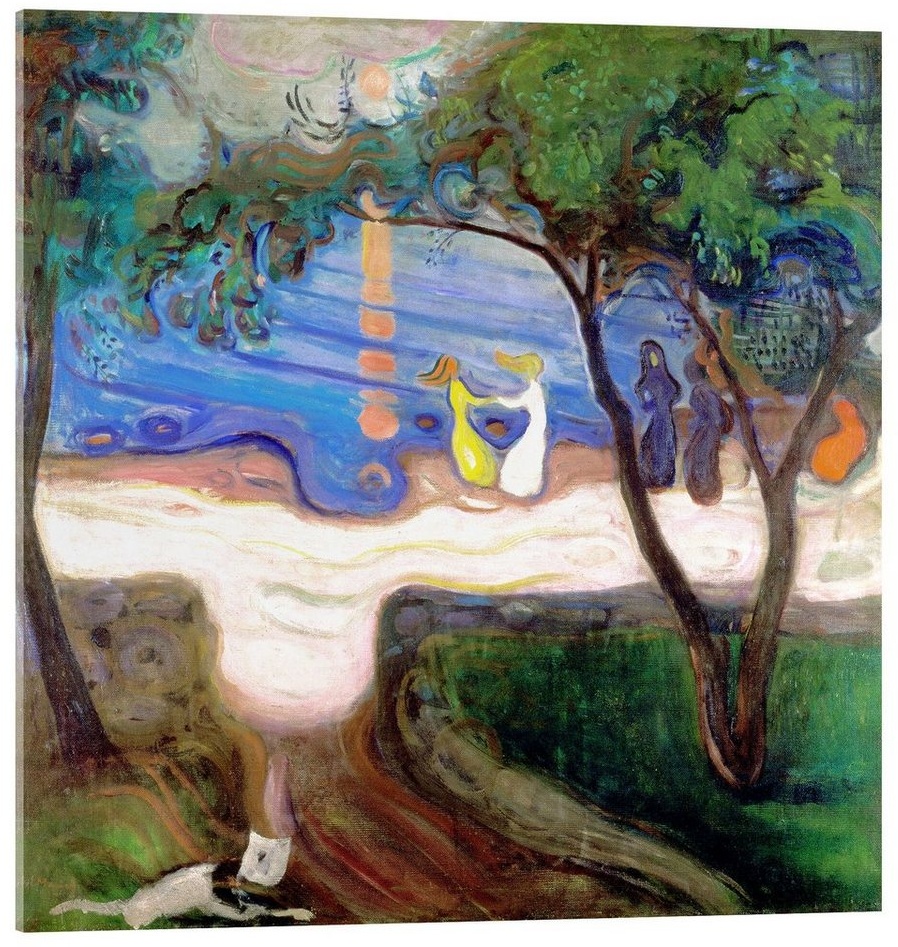 Posterlounge Acrylglasbild Edvard Munch, Tanz am Ufer (Detail), Badezimmer Maritim Malerei grün 60 cm x 60 cm