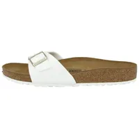 Birkenstock Madrid Birko-Flor Lack normal Damen Pantolette Hausschuhe, Sandaletten, Mules, Pantoffeln, Slipper weiß
