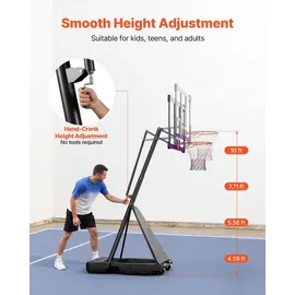 Vevor Basketballkorb tragbar Schwarz 121,9 x 305 cm