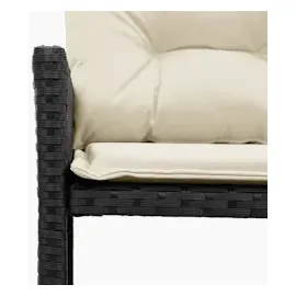 vidaXL Gartensofa in L-Form mit Tisch und Kissen Schwarz Poly Rattan