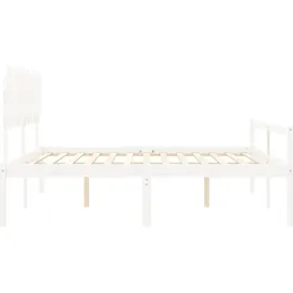 vidaXL Seniorenbett mit Kopfteil 200x200 cm Weiß Massivholz