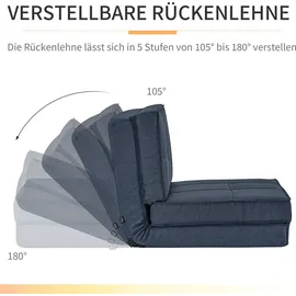 Homcom Schlafsessel Bodensofa Polyester 61 x 58 x 73 cm Blau mit verstellbarer Rückenlehne