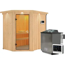 Karibu Sauna Carin 9kW BioOfen Steuergerät Inkl. Dachkranz inkl. 8-teiligem gratis Zubehörpaket (Gesamtwert 191,92€)