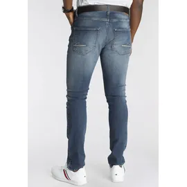 delmao Stretch-Jeans ""Reed"", Herren, Gr. 38, Länge 32, blau (blau used), Obermaterial: 82% Baumwolle, 16% Polyester, 2% Elasthan, Basic, normal lang, Jeans, gerader Beinschnitt, Used-Look-Waschung, niedrige Leibhöhe