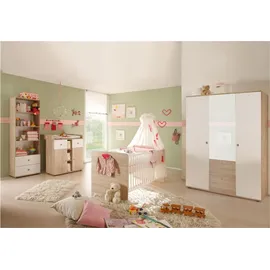Begabino Babyzimmer Wiki 4 Teile in Sonoma Eiche und Weiß - Kinderzimmer komplett Set von Begabino - Braun/Weiß
