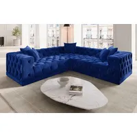 Sofa Dreams Ecksofa Polster Designer Samt Stoff Sofa Palma L Form Stoffsofa blau