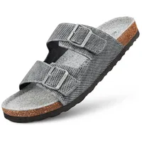 GIESSWEIN Merino Slides Men - Pantolette mit ergonomischem Korkfußbett - Komfort Sandale mit stufenlos verstellbaren Riemen aus Ajour-Strickstoff - Slipper mit angenehmer Merino Decksohle - 41 EU