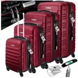 KESSER KESSER® 4tlg. Hartschalenkofferset Hartschalenkoffer Reisekoffer Set Reisekofferset Trolley Koffer Inkl. Kofferwaage + Gepäckanhänger Rollkoffer Schloss 4 Rollen ABS-Hartschale Teleskopgriff S-M-L-XL