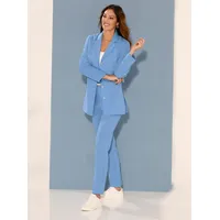 Hosenanzug, Damen, Gr. 52, Normalgrößen, blau (himmelblau), 100% Polyester, Anzüge Hosenanzug