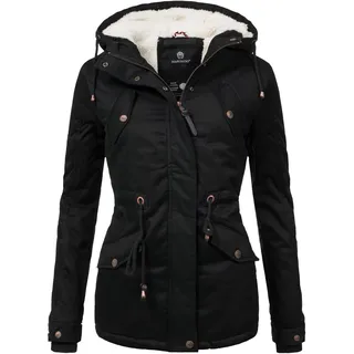 Marikoo Damen, warme Winterjacke mit kuscheliger Verstellbarer Kapuze Manolya schwarz, Gr. 5XL - 5XL