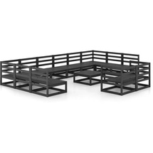 vidaXL 13-tlg. Garten-Lounge-Set Massivholz Kiefer - Schwarz